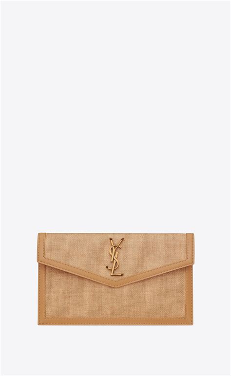 ysl uptown pouch in micro raffia|st laurent raffia pouch.